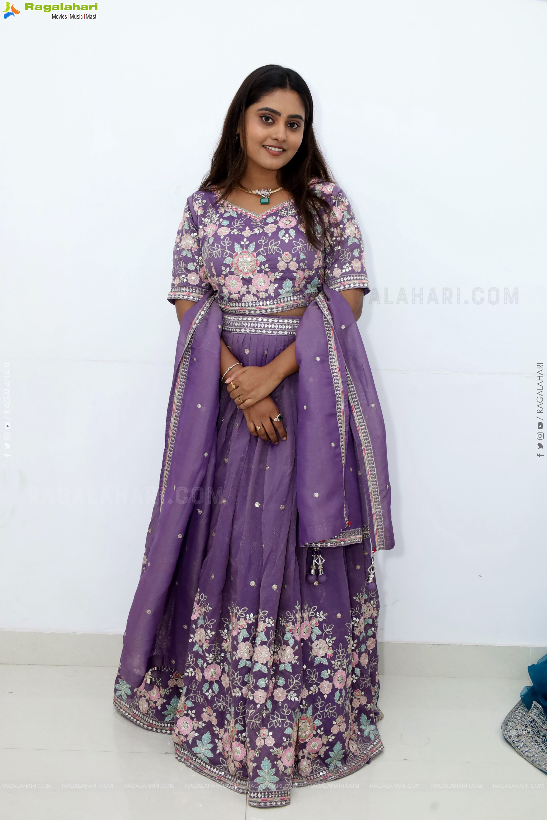 Bindhu Krishna stills in Purple Colour Lehenga Choli, HD Gallery