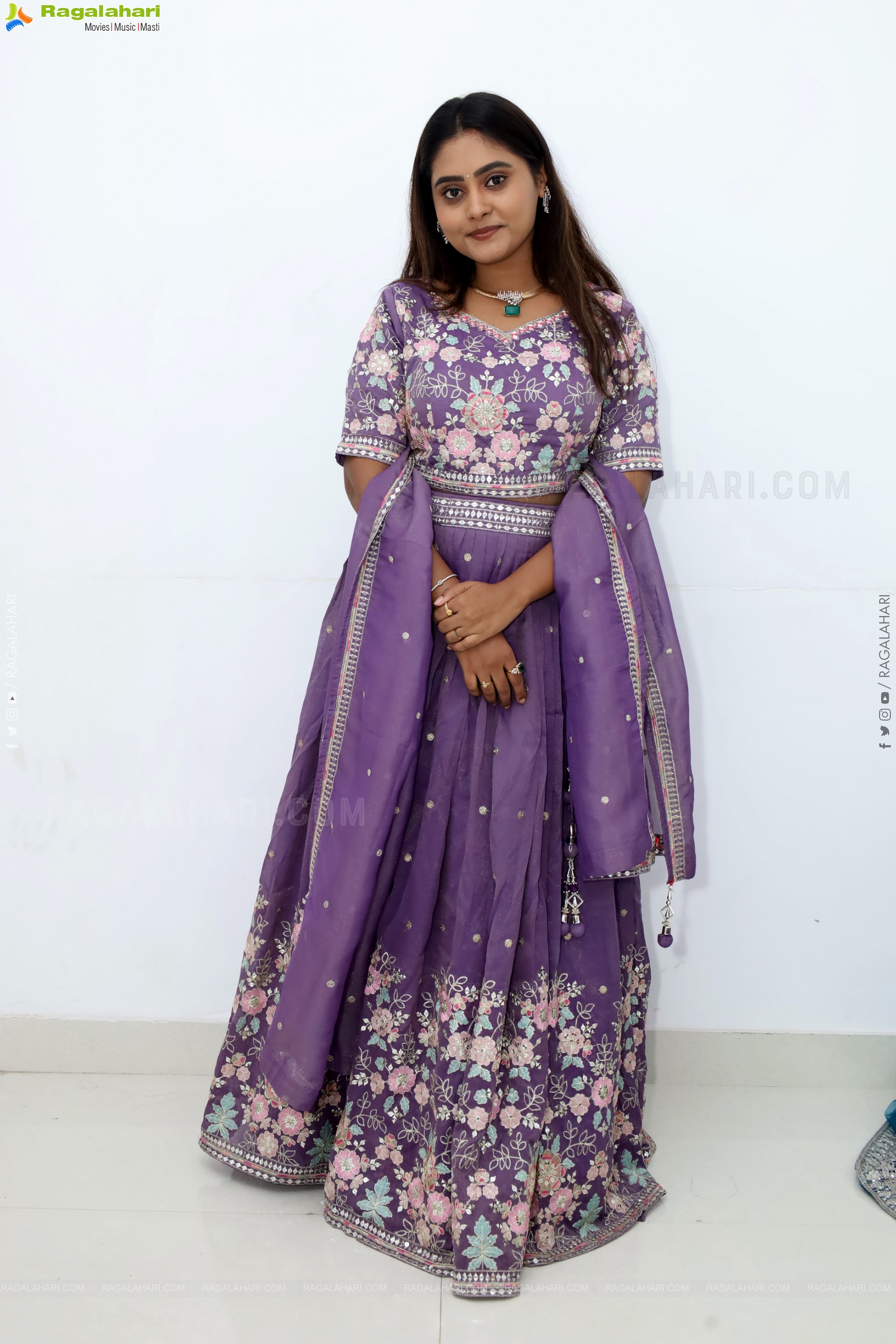 Bindhu Krishna stills in Purple Colour Lehenga Choli, HD Gallery