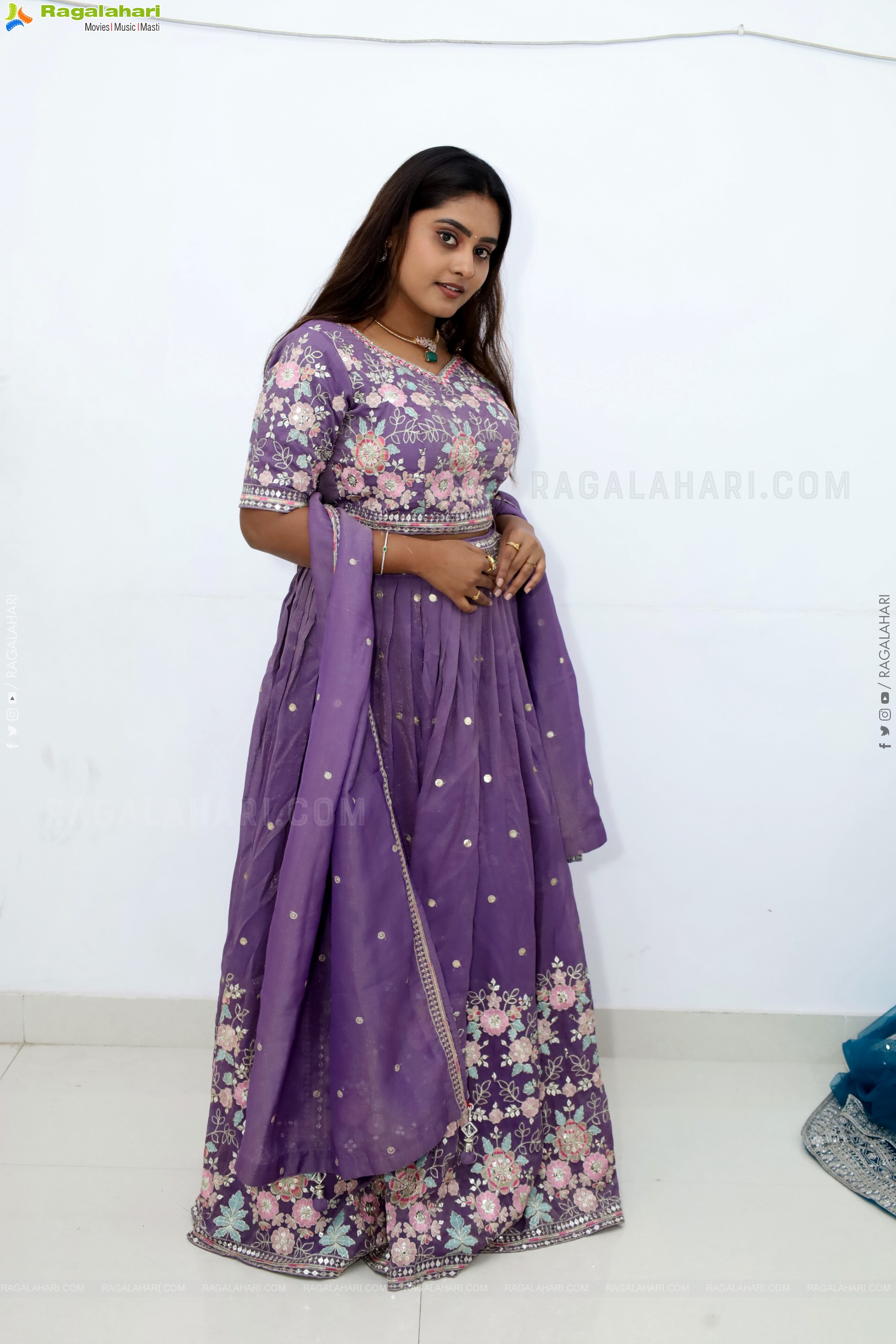 Bindhu Krishna stills in Purple Colour Lehenga Choli, HD Gallery