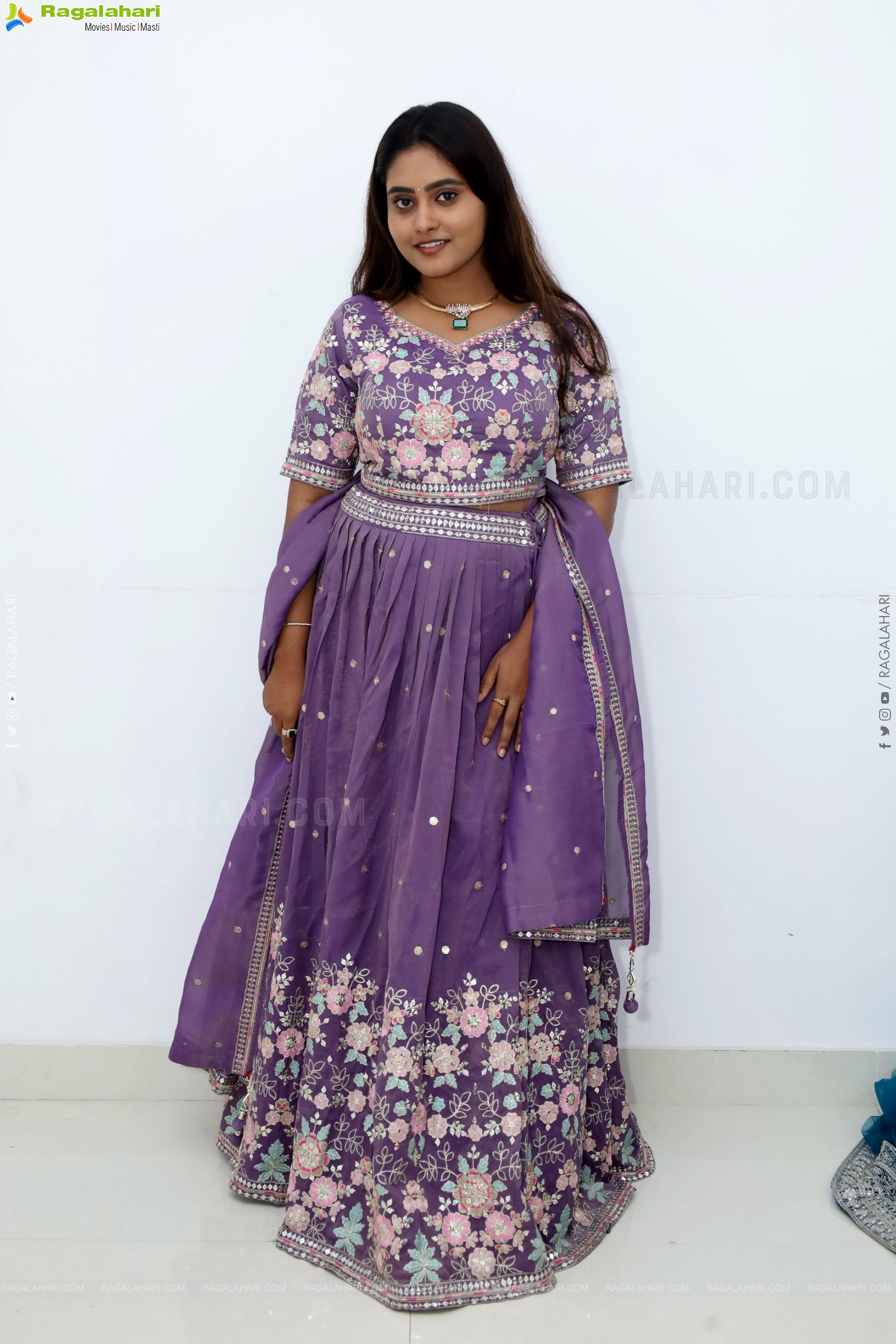 Bindhu Krishna stills in Purple Colour Lehenga Choli, HD Gallery