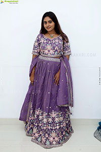 Bindhu Krishna stills in Purple Colour Lehenga Choli
