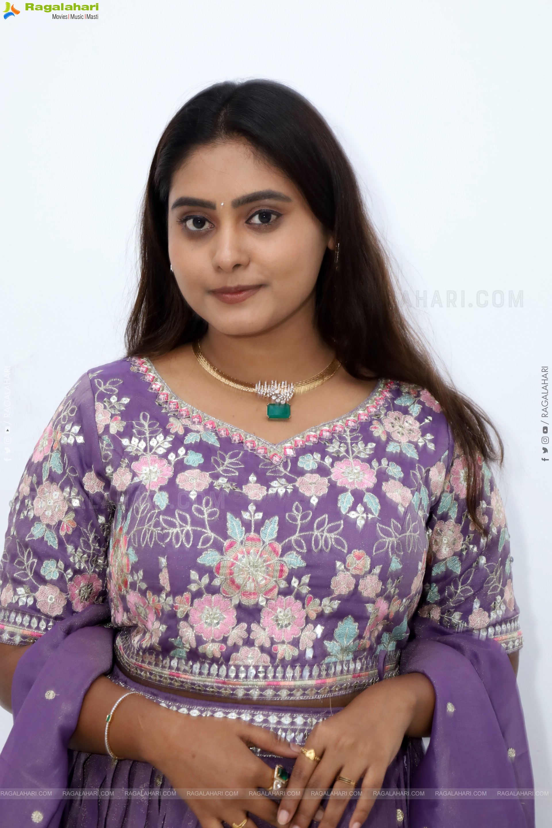 Bindhu Krishna stills in Purple Colour Lehenga Choli, HD Gallery