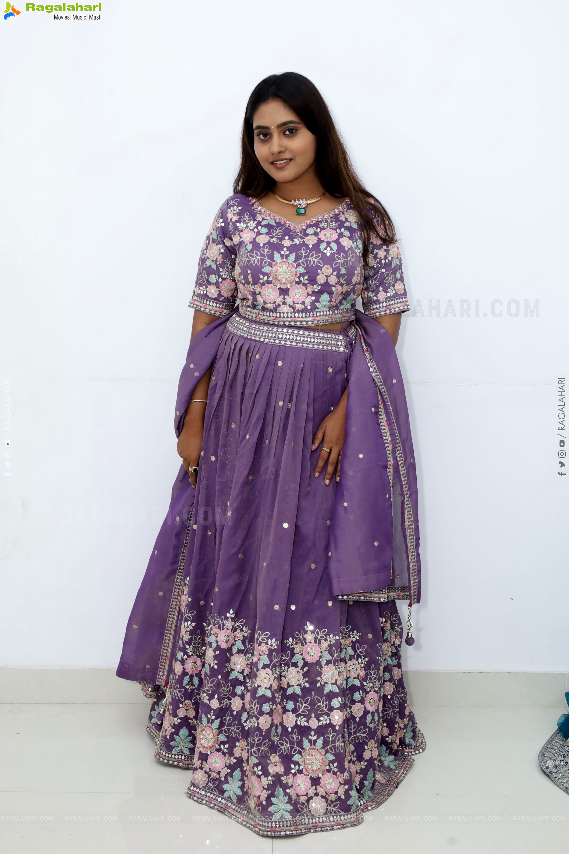 Bindhu Krishna stills in Purple Colour Lehenga Choli, HD Gallery