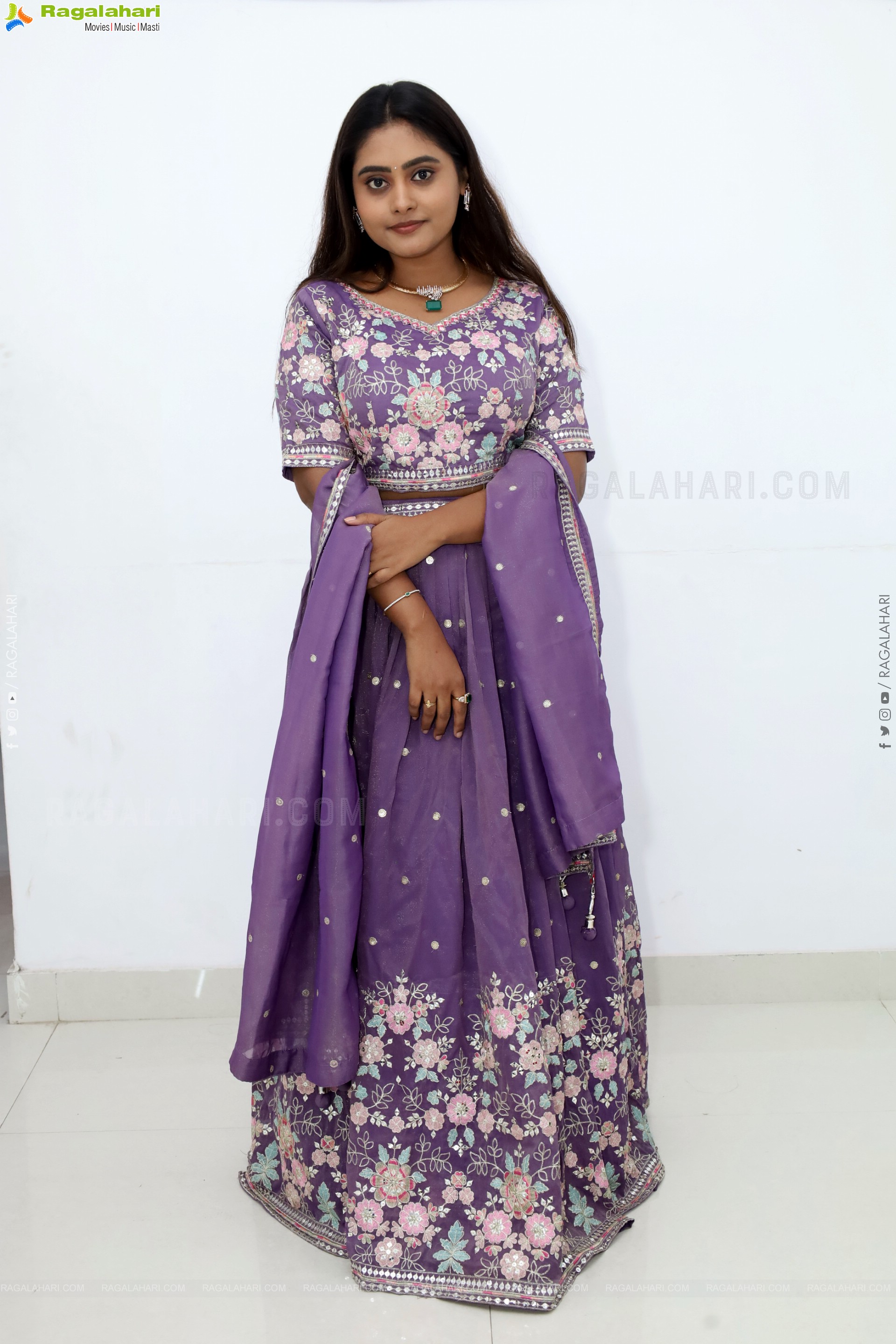 Bindhu Krishna stills in Purple Colour Lehenga Choli, HD Gallery