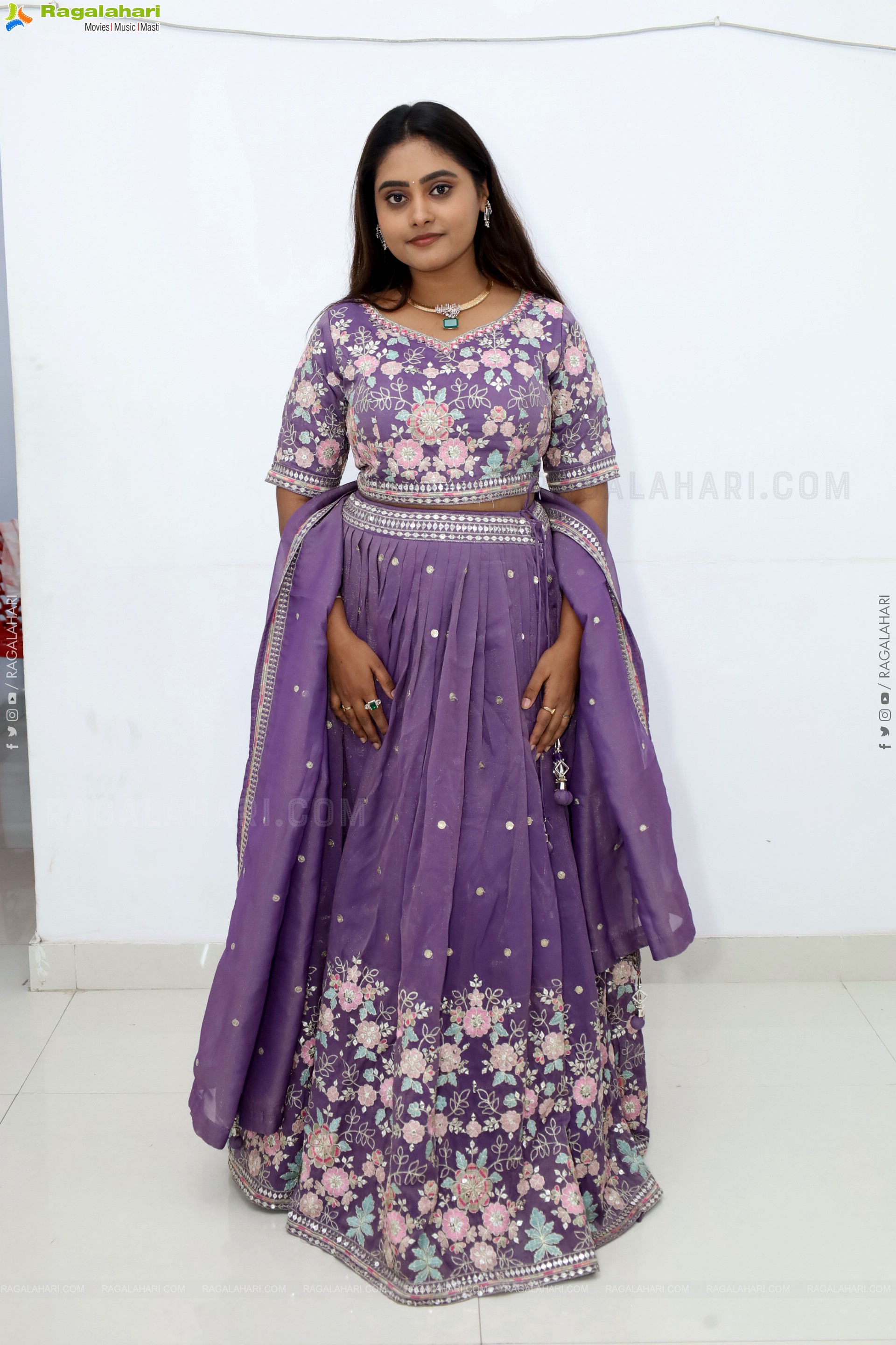 Bindhu Krishna stills in Purple Colour Lehenga Choli, HD Gallery