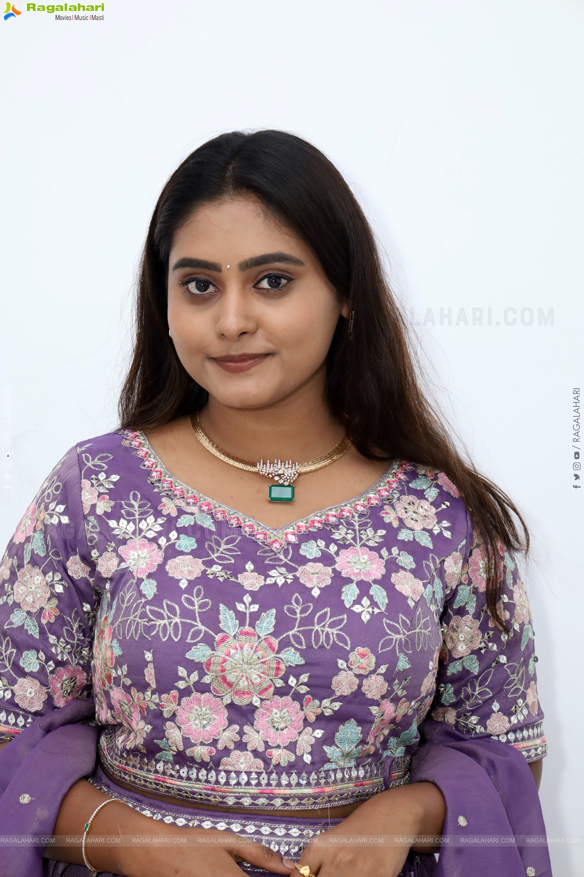 Bindhu Krishna stills in Purple Colour Lehenga Choli, HD Gallery