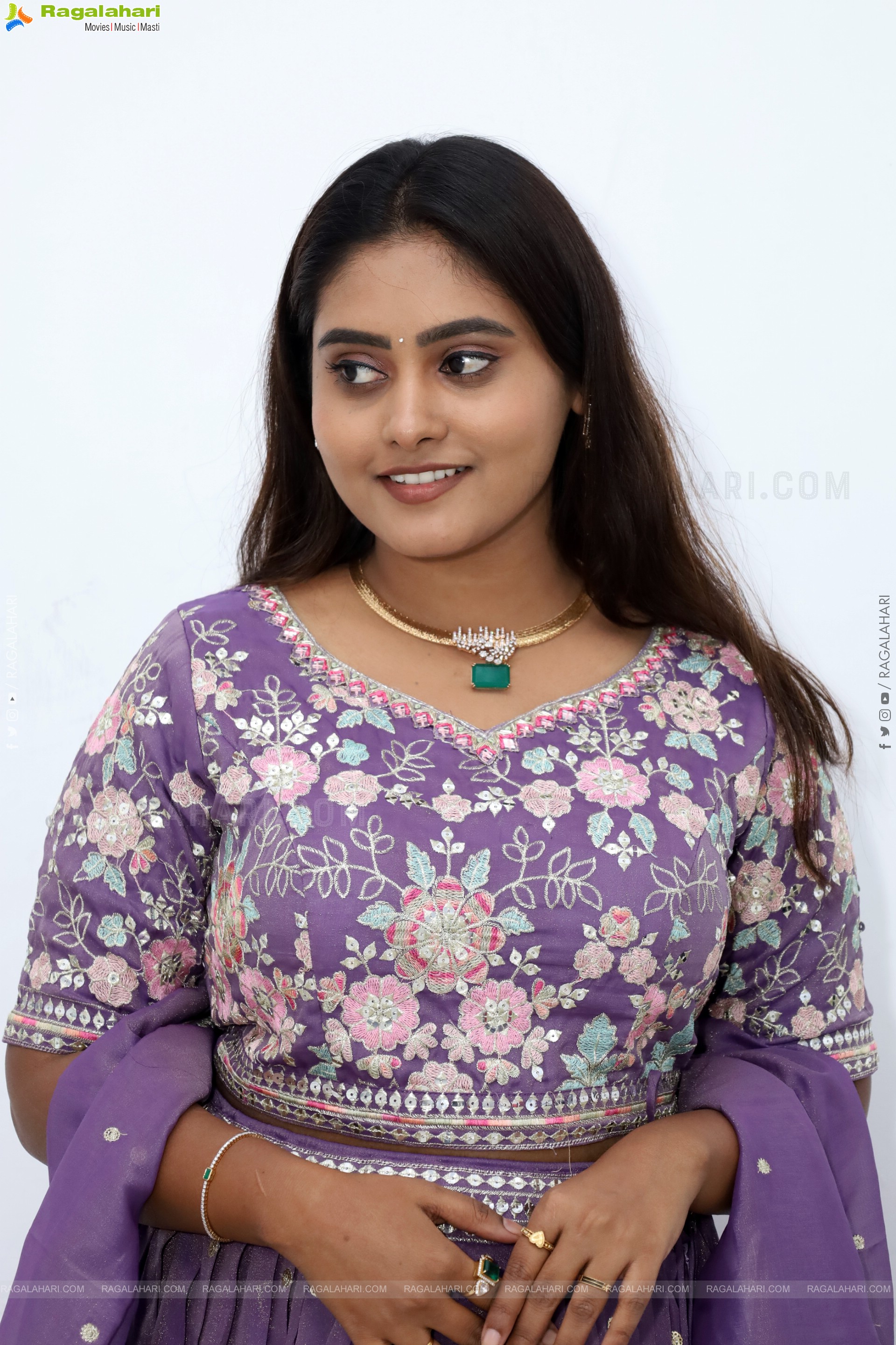 Bindhu Krishna stills in Purple Colour Lehenga Choli, HD Gallery