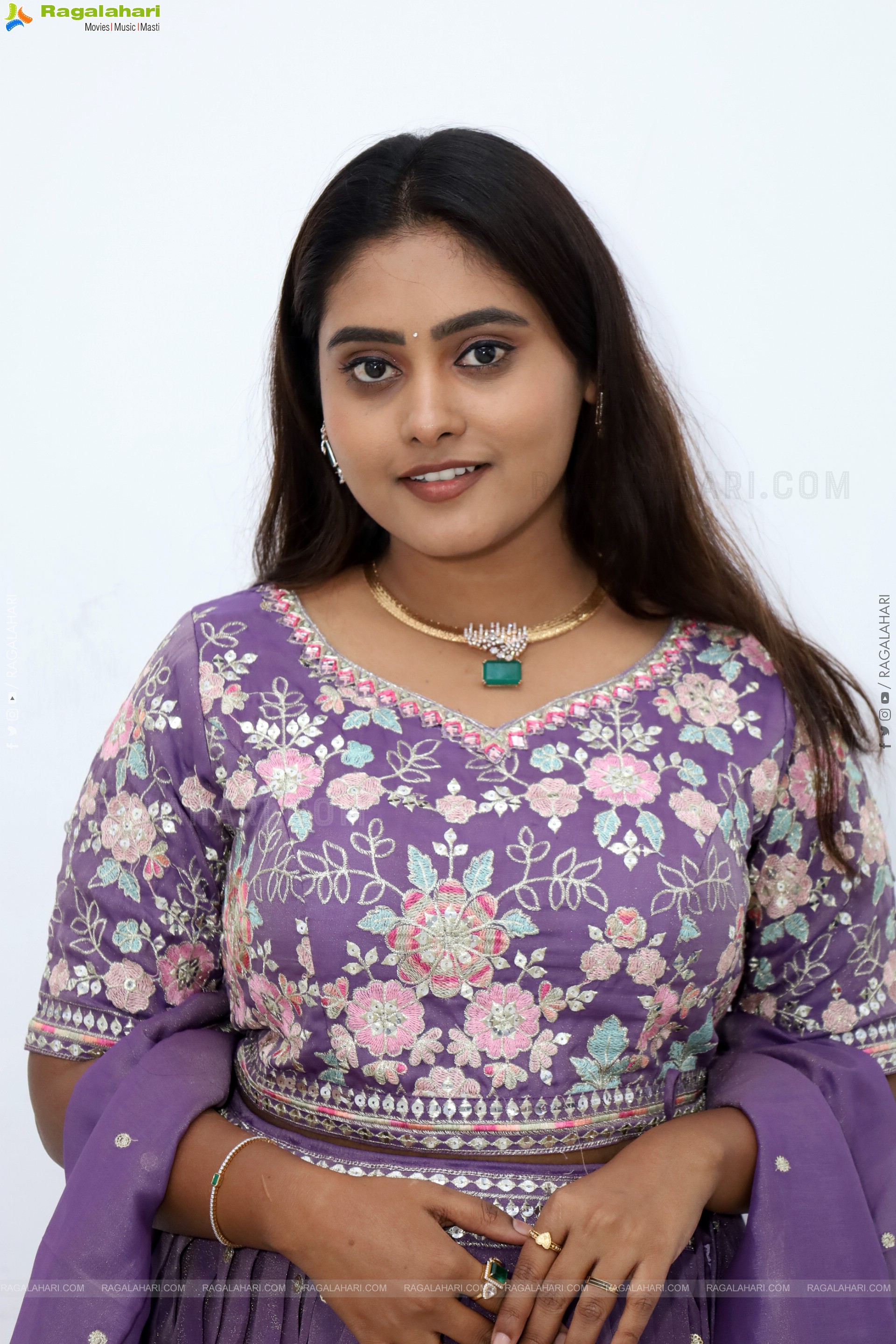 Bindhu Krishna stills in Purple Colour Lehenga Choli, HD Gallery