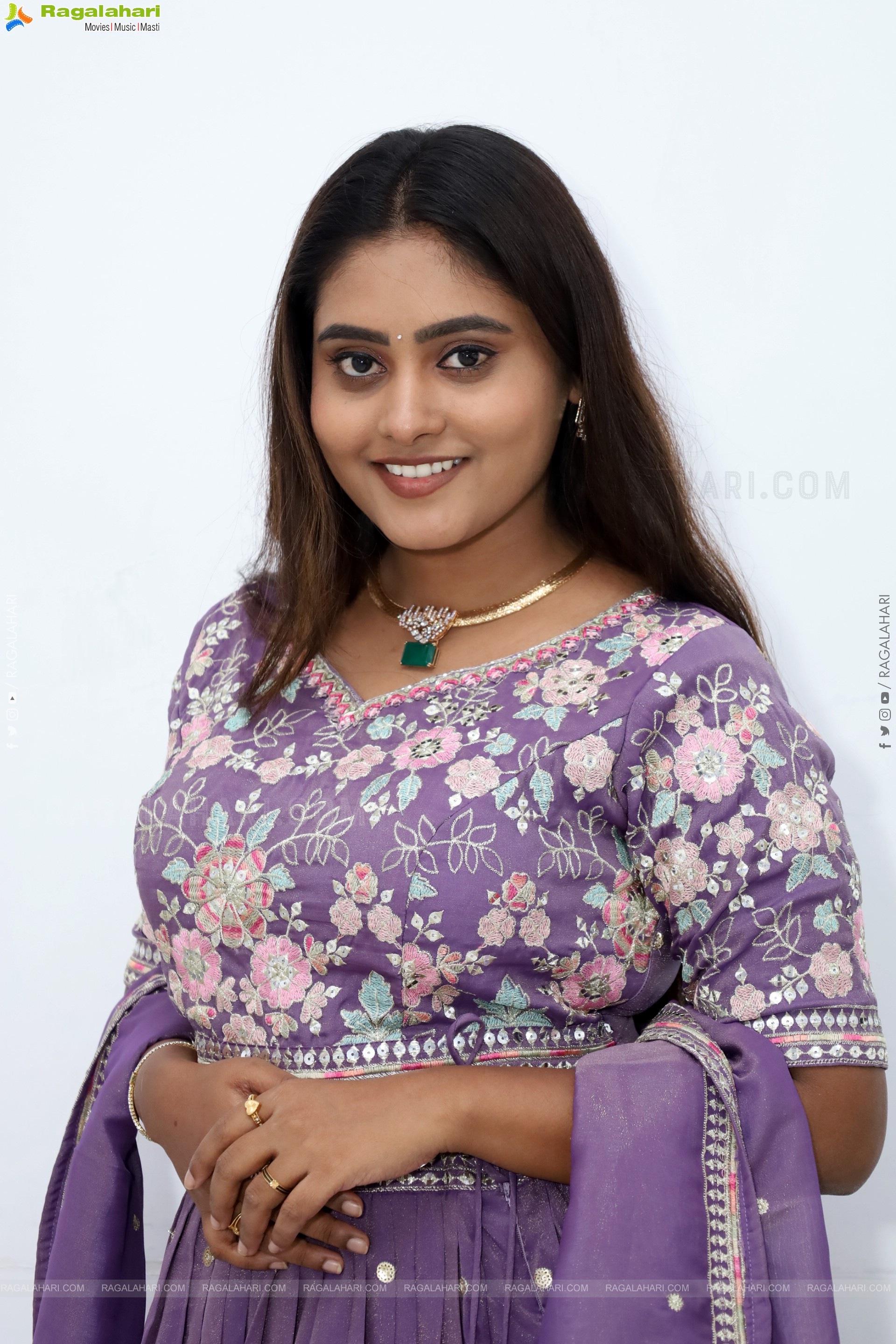 Bindhu Krishna stills in Purple Colour Lehenga Choli, HD Gallery