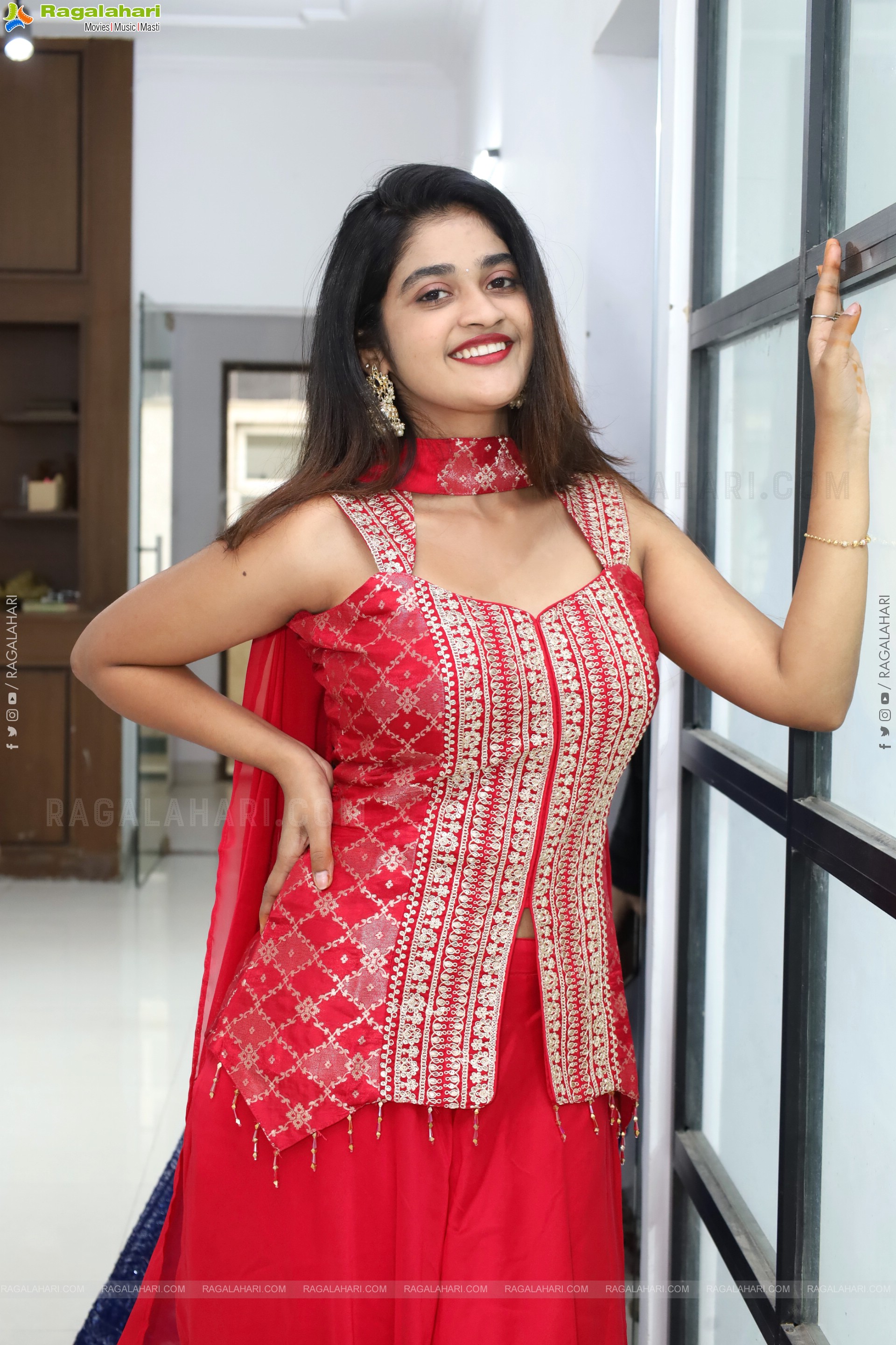 Sindhu Dunna in Red Designer Dress, HD Gallery