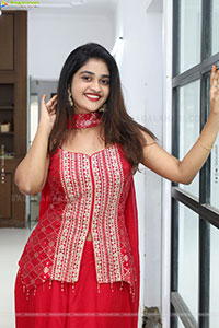 Sindhu Dunna in Red Designer Dress, HD Gallery