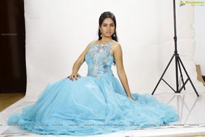 Srushti Dange in Long Blue Frock