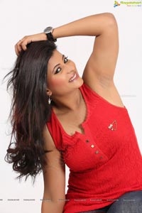 Veena Vijender in Red Dress