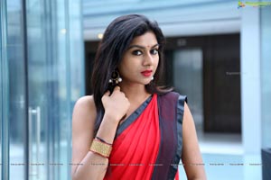 Sai Akshatha Red Saree