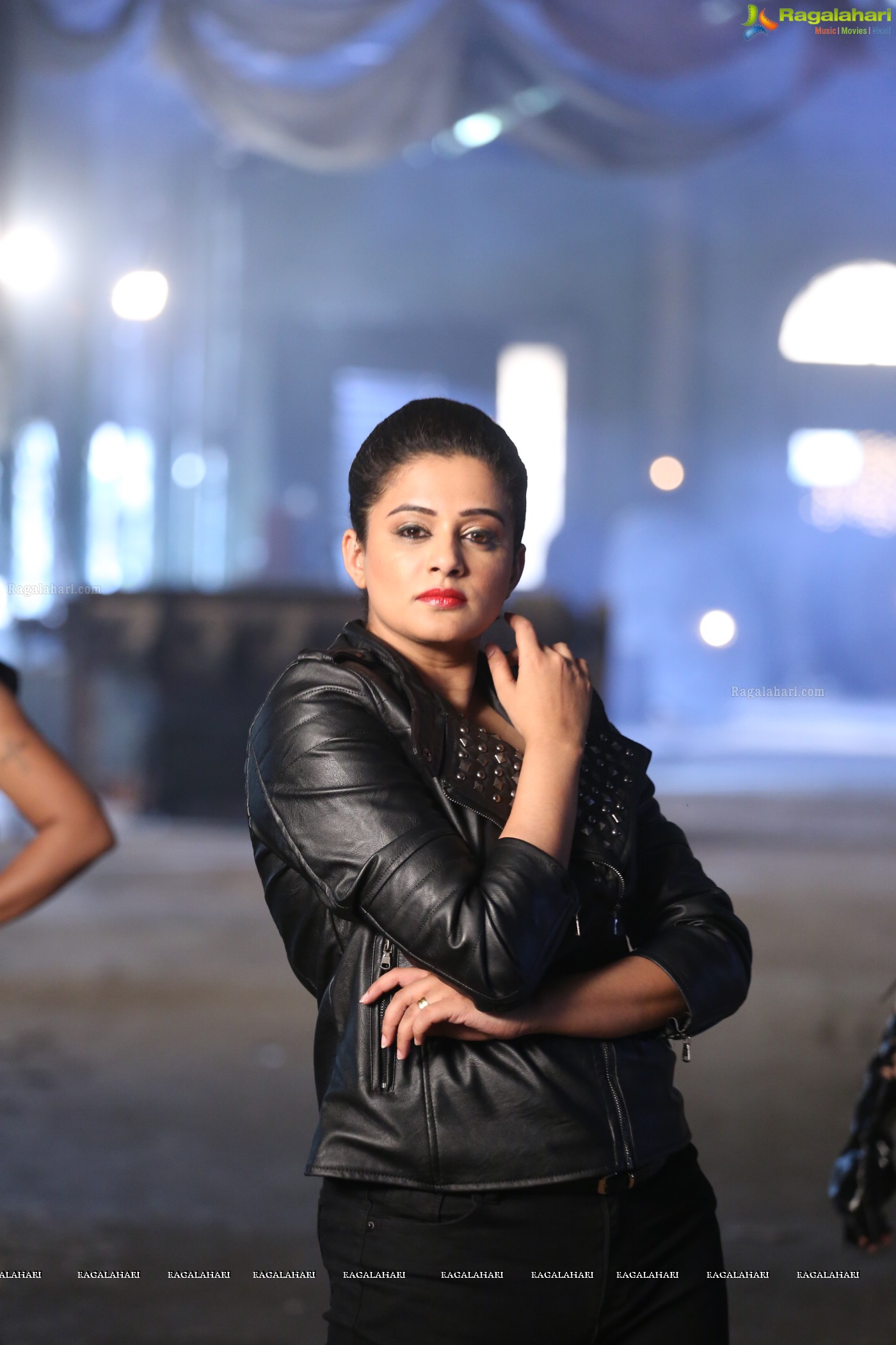 Priyamani in Black Leather Jacket at Sirivennela Movie Shooting Spot