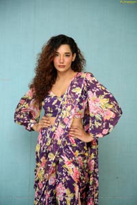 Aditi Sonali Tiwari in Purple Floral Printed Saree