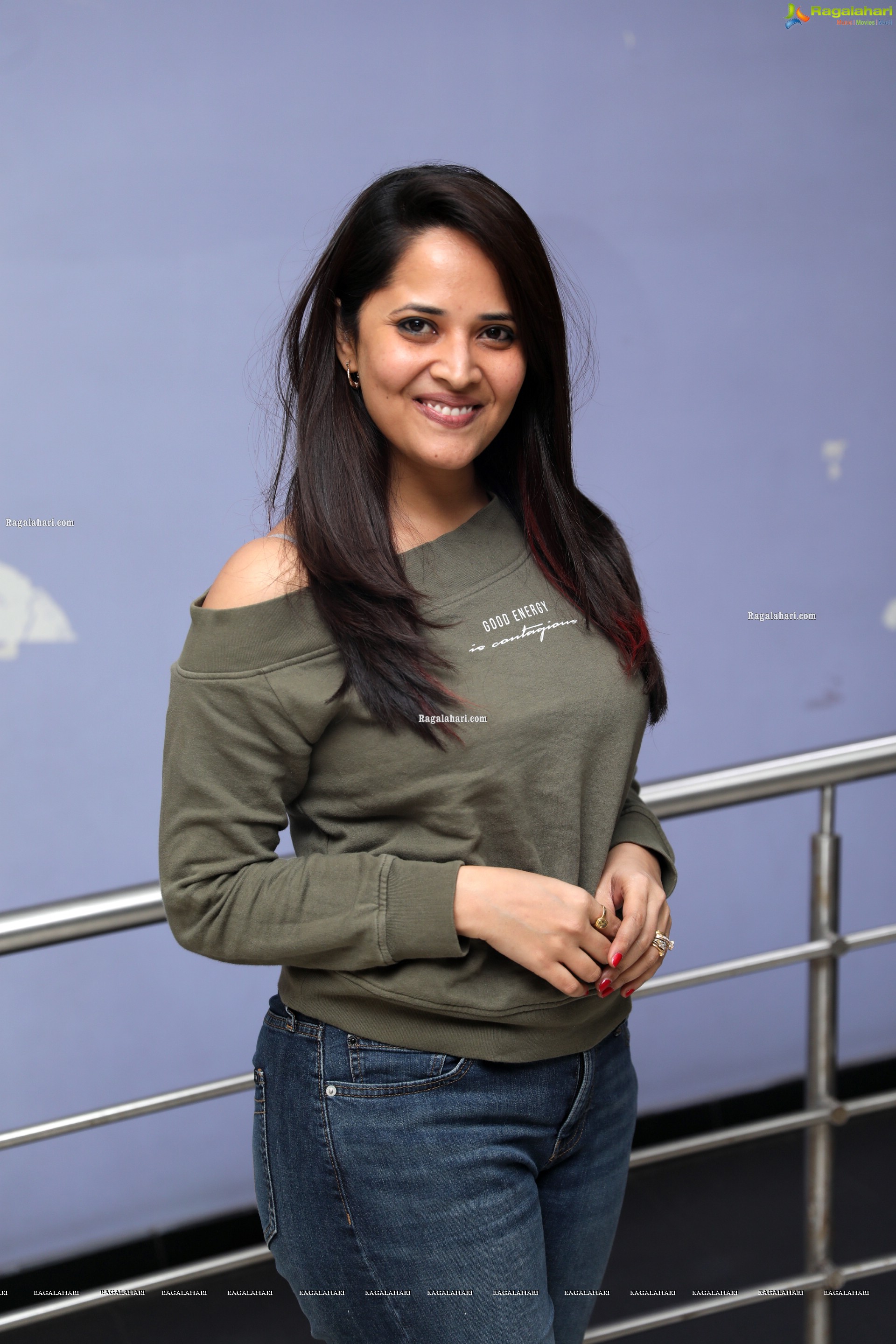 Anasuya Bharadwaj in Olive Green T-Shirt and Jeans, HD Photo Gallery