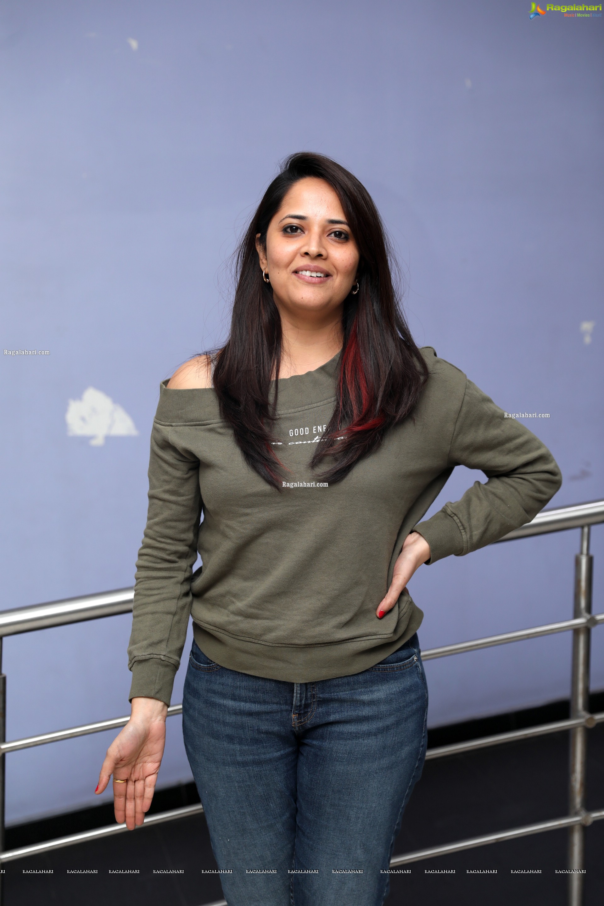 Anasuya Bharadwaj in Olive Green T-Shirt and Jeans, HD Photo Gallery