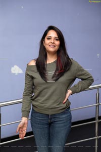 Anasuya Bharadwaj in Olive Green T-Shirt and Jeans