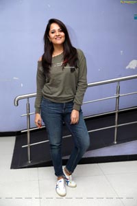 Anasuya Bharadwaj in Olive Green T-Shirt and Jeans