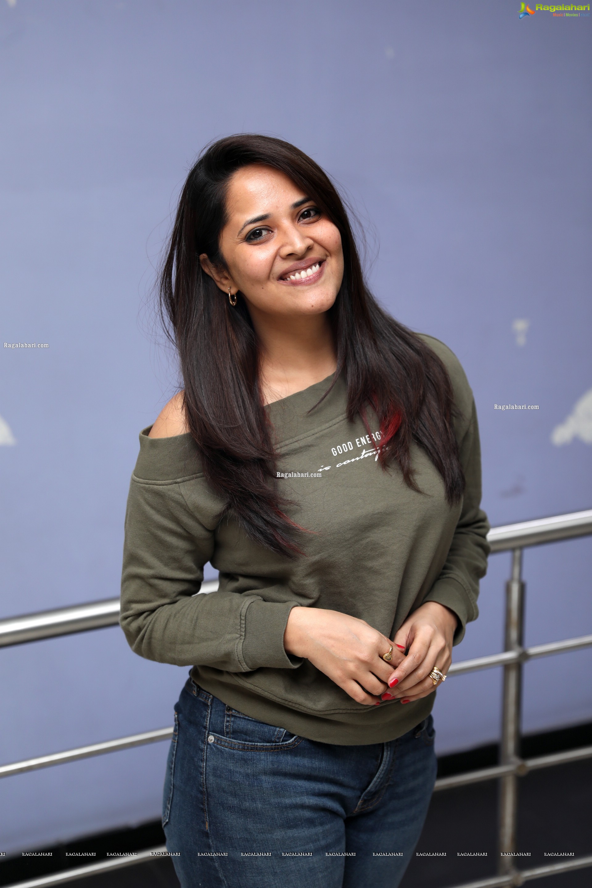 Anasuya Bharadwaj in Olive Green T-Shirt and Jeans, HD Photo Gallery