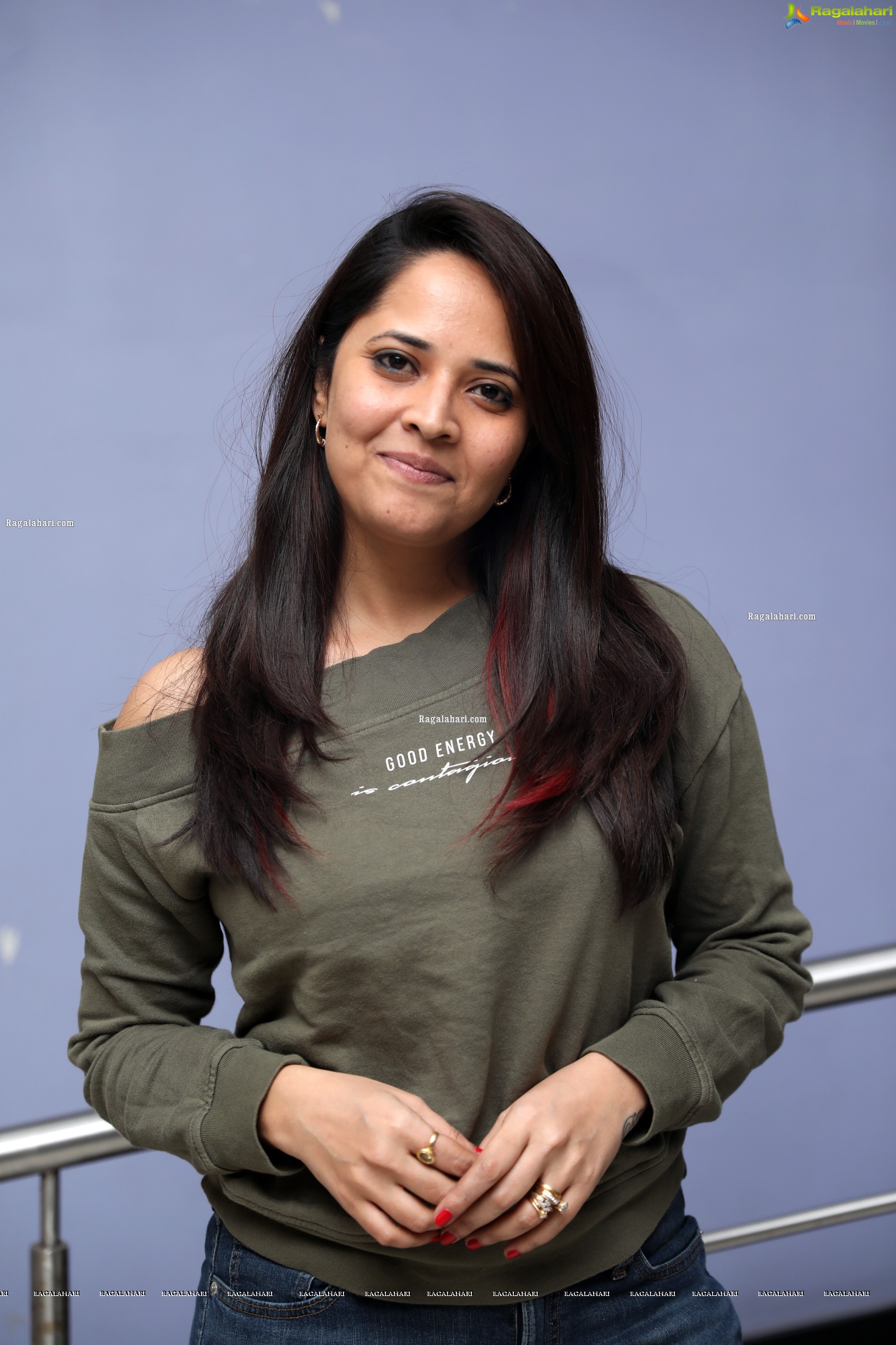Anasuya Bharadwaj in Olive Green T-Shirt and Jeans, HD Photo Gallery