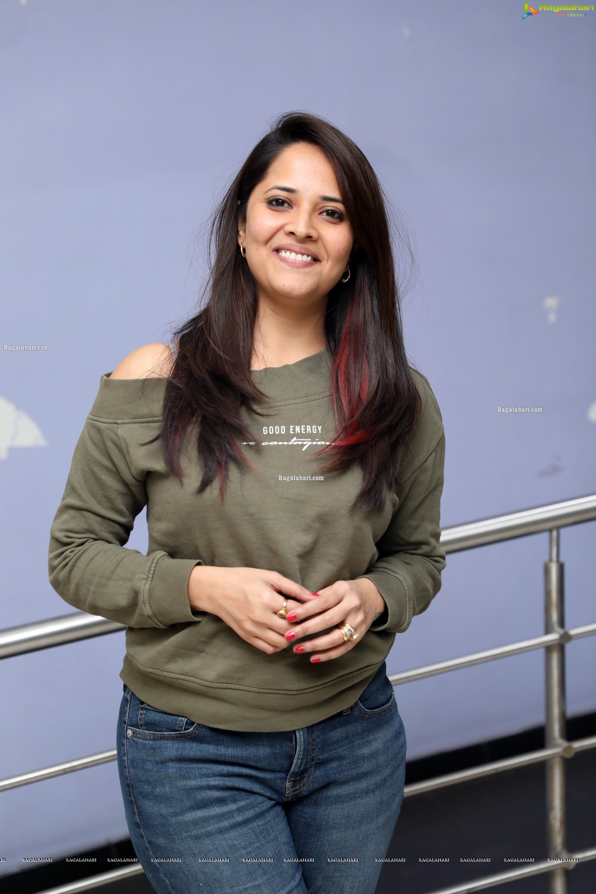 Anasuya Bharadwaj in Olive Green T-Shirt and Jeans, HD Photo Gallery