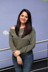 Anasuya Bharadwaj in Olive Green T-Shirt and Jeans