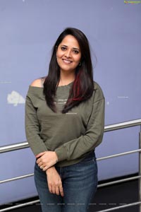 Anasuya Bharadwaj in Olive Green T-Shirt and Jeans