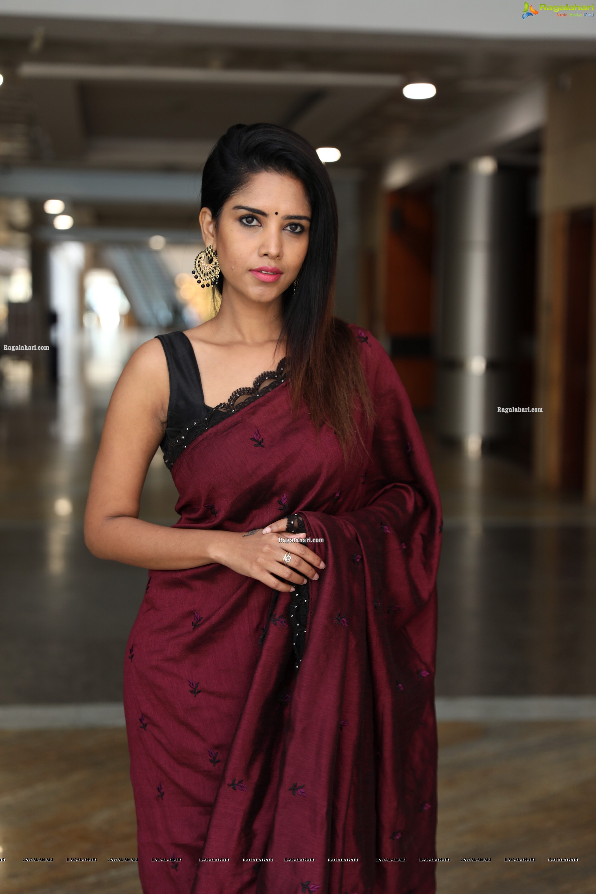 Anika Prem in Gorgeous Red Saree, HD Photo Gallery