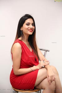 Dimple Thakur in Red Solid Bodycon Dress