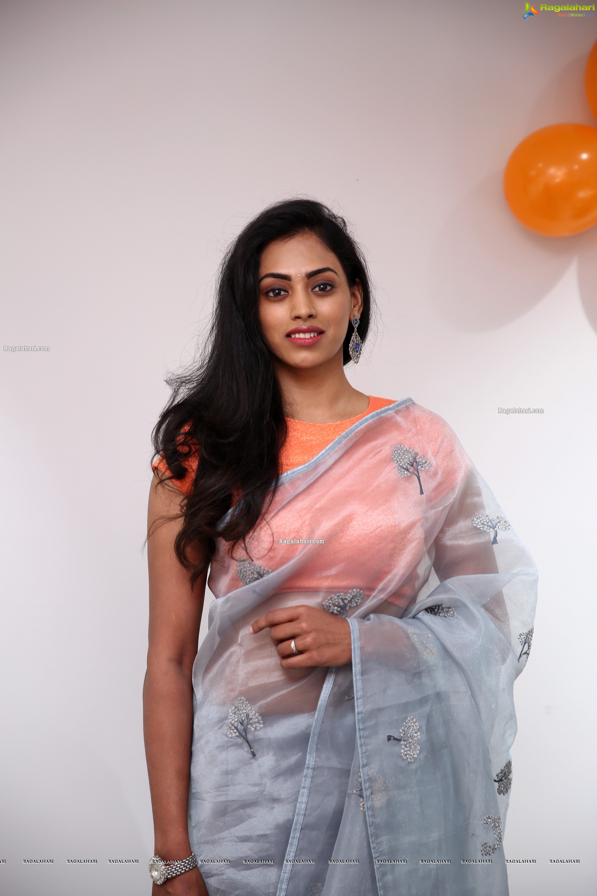 Kamakshi Bhaskarla In Silver Gray Saree, HD Photo Gallery