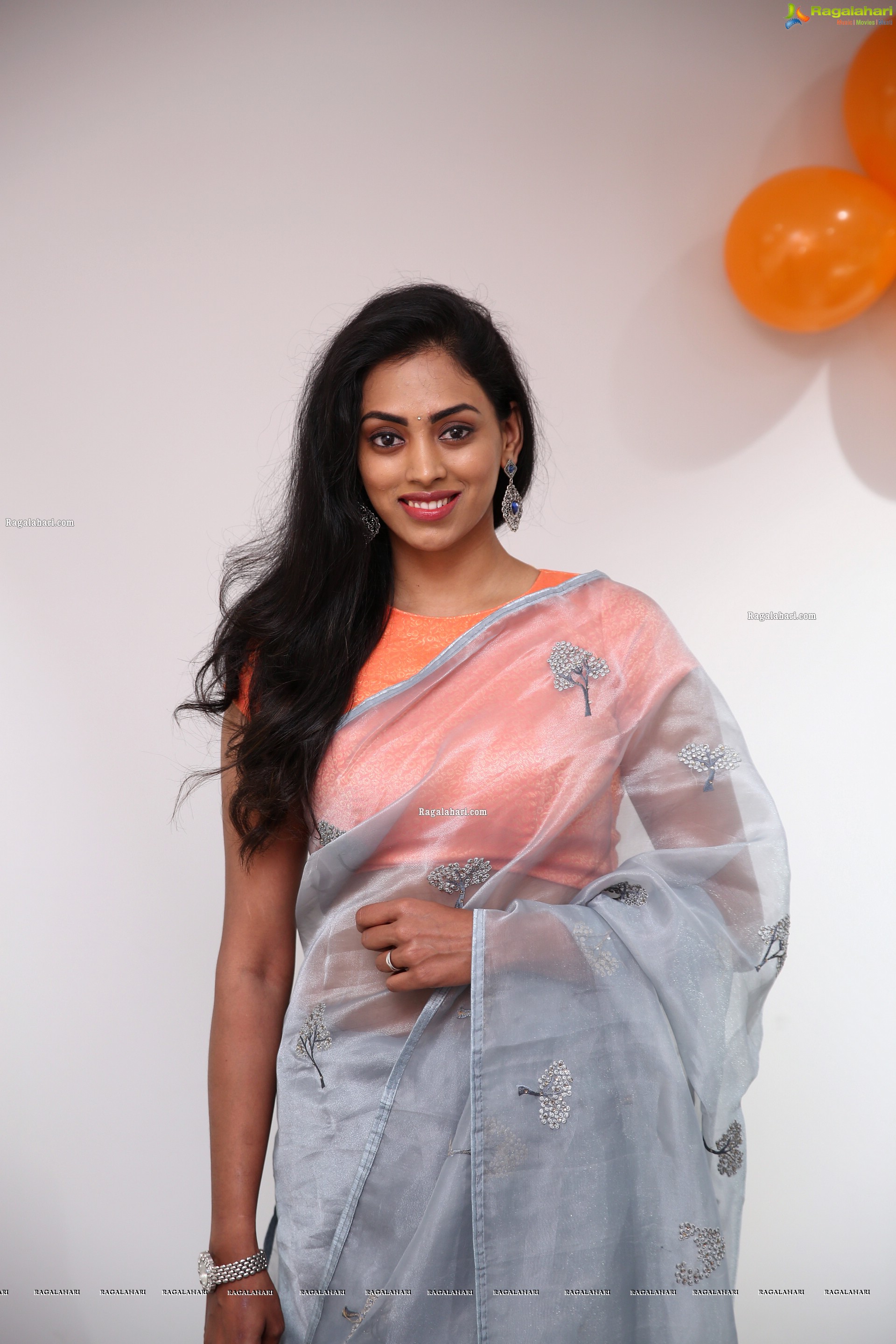 Kamakshi Bhaskarla In Silver Gray Saree, HD Photo Gallery