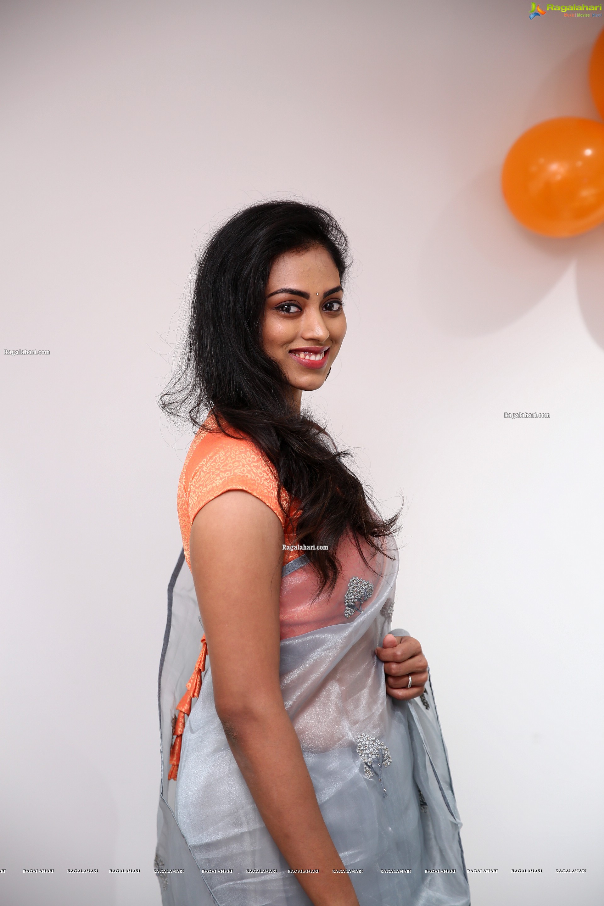 Kamakshi Bhaskarla In Silver Gray Saree, HD Photo Gallery