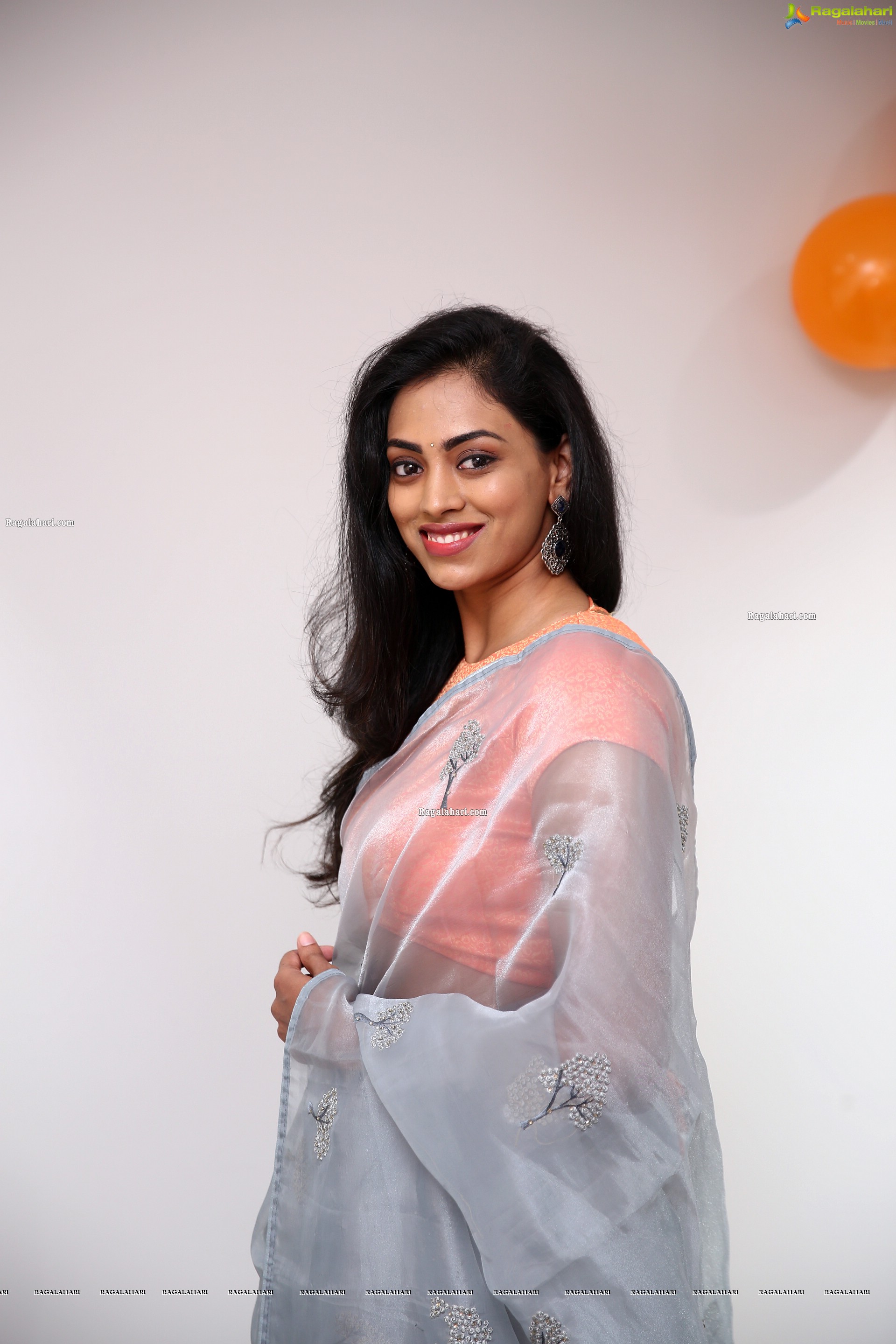 Kamakshi Bhaskarla In Silver Gray Saree, HD Photo Gallery