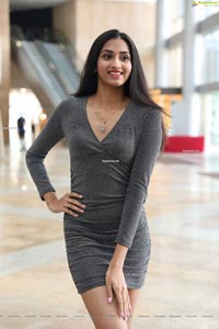 Laya Jupally in Gray Knit Bodycon Dress