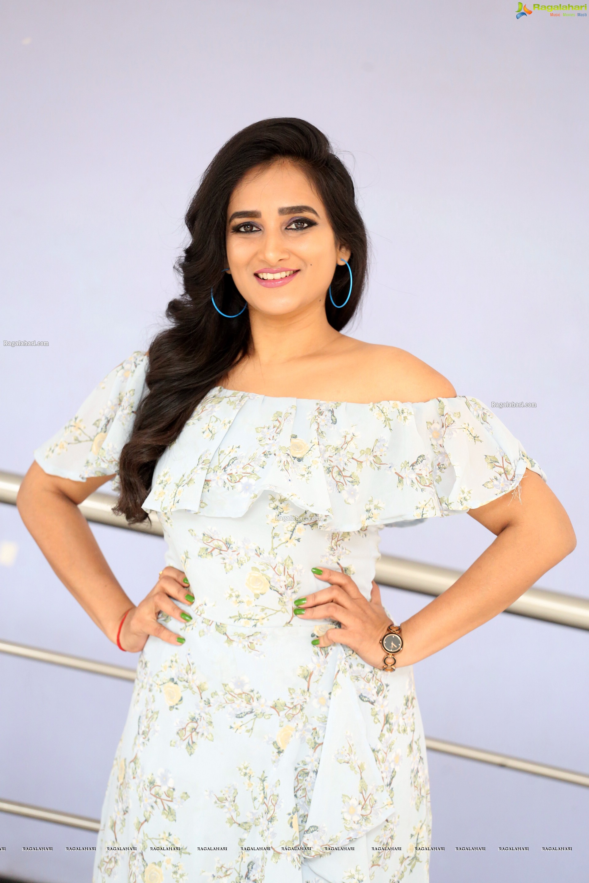 Madhu Krishnan in High Low Hem Ruffle Dress, HD Photo Gallery