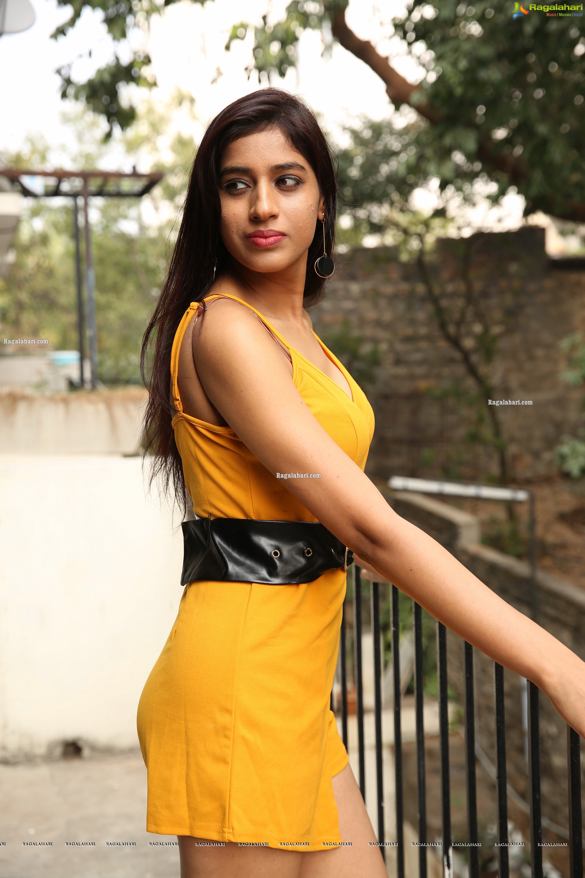 Naziya Khan at Yellow Spaghetti Strap Mini Dress, HD Photo Gallery