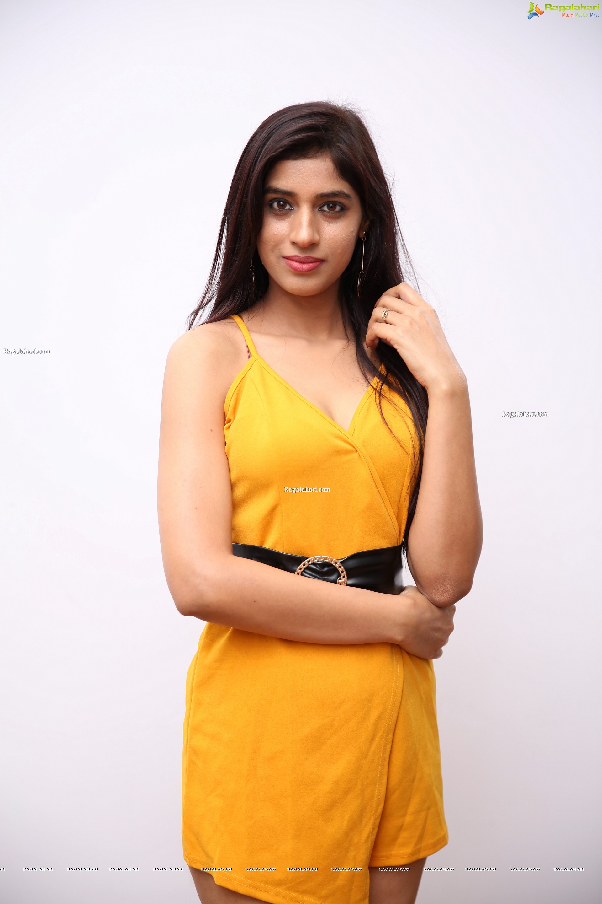 Naziya Khan at Yellow Spaghetti Strap Mini Dress, HD Photo Gallery