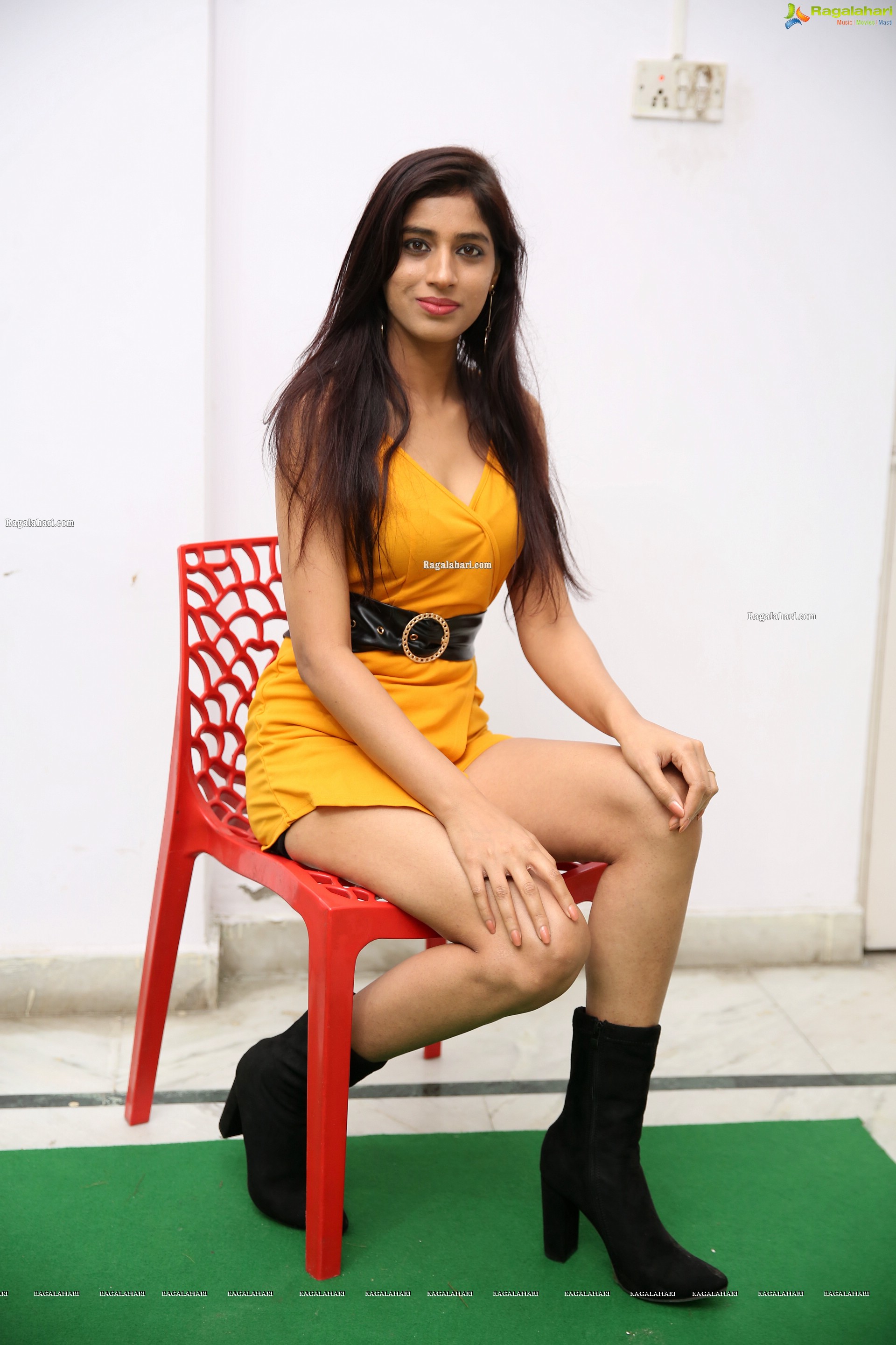 Naziya Khan at Yellow Spaghetti Strap Mini Dress, HD Photo Gallery