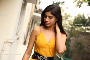 Naziya Khan at Yellow Spaghetti Strap Mini Dress