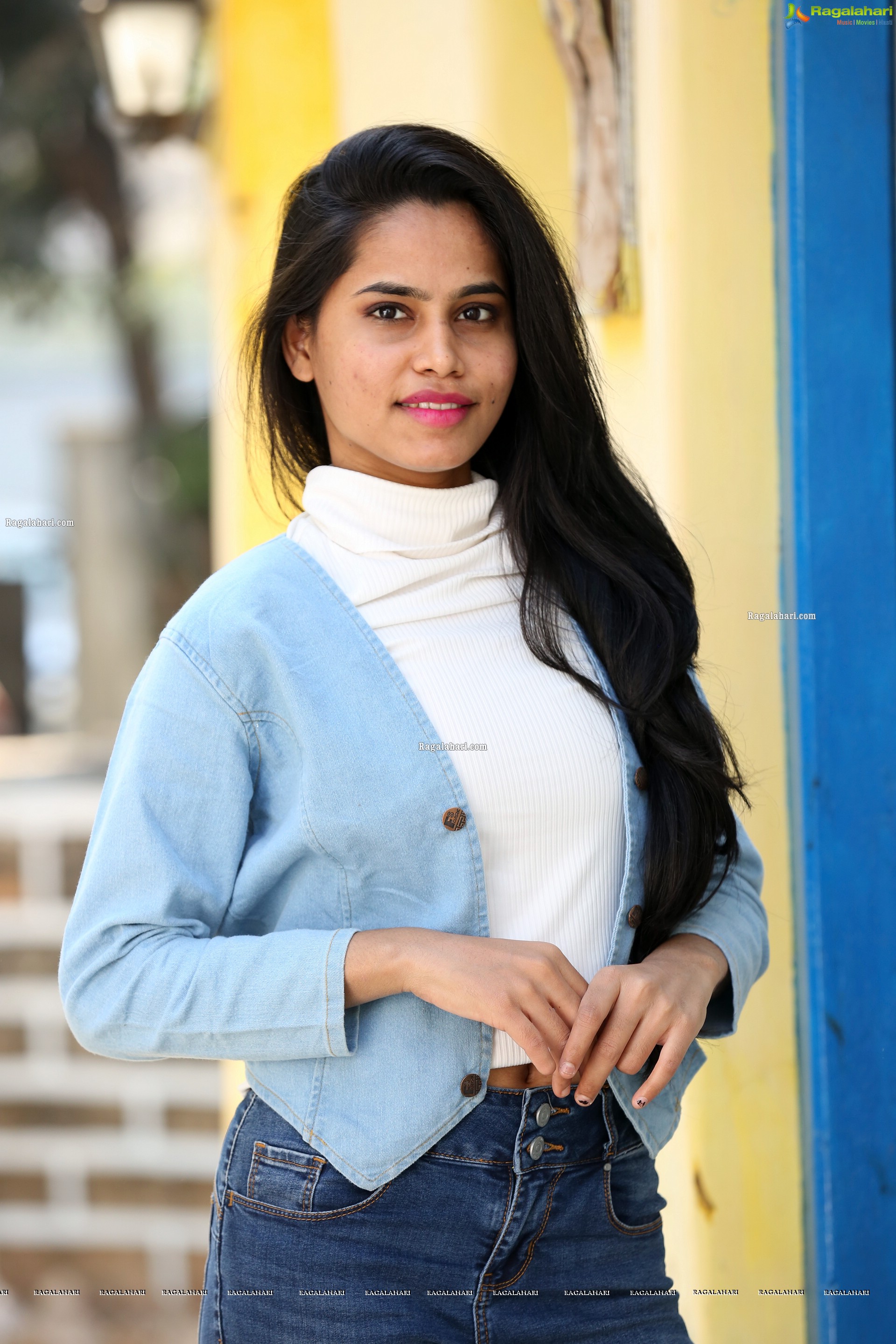 Ramya Rajput in Trendy Denim Jacket Over White Turtleneck Top with Jeans, HD Photo Gallery