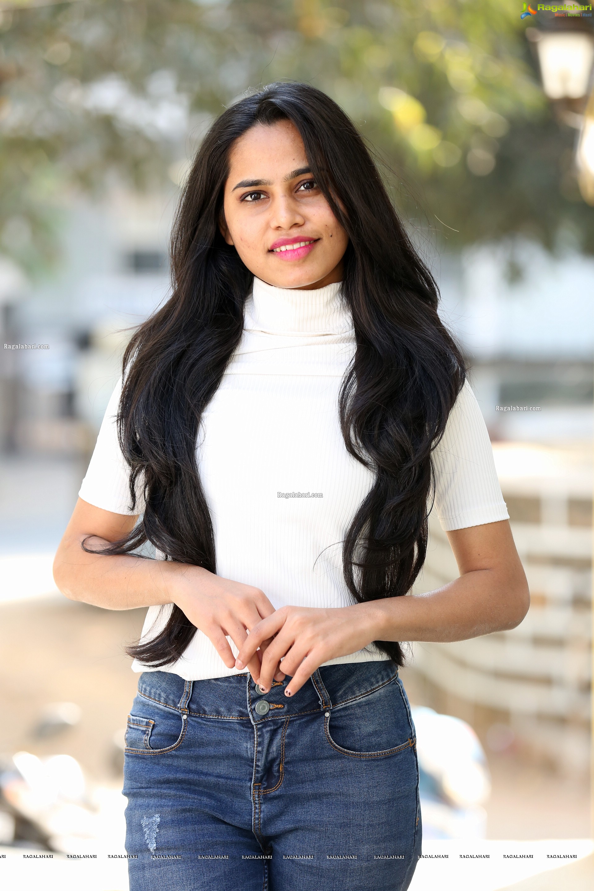 Ramya Rajput in Trendy Denim Jacket Over White Turtleneck Top with Jeans, HD Photo Gallery