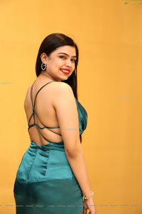 Selvin Batada in Dark Turquoise Spaghetti Straps Satin Dress