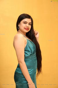 Selvin Batada in Dark Turquoise Spaghetti Straps Satin Dress