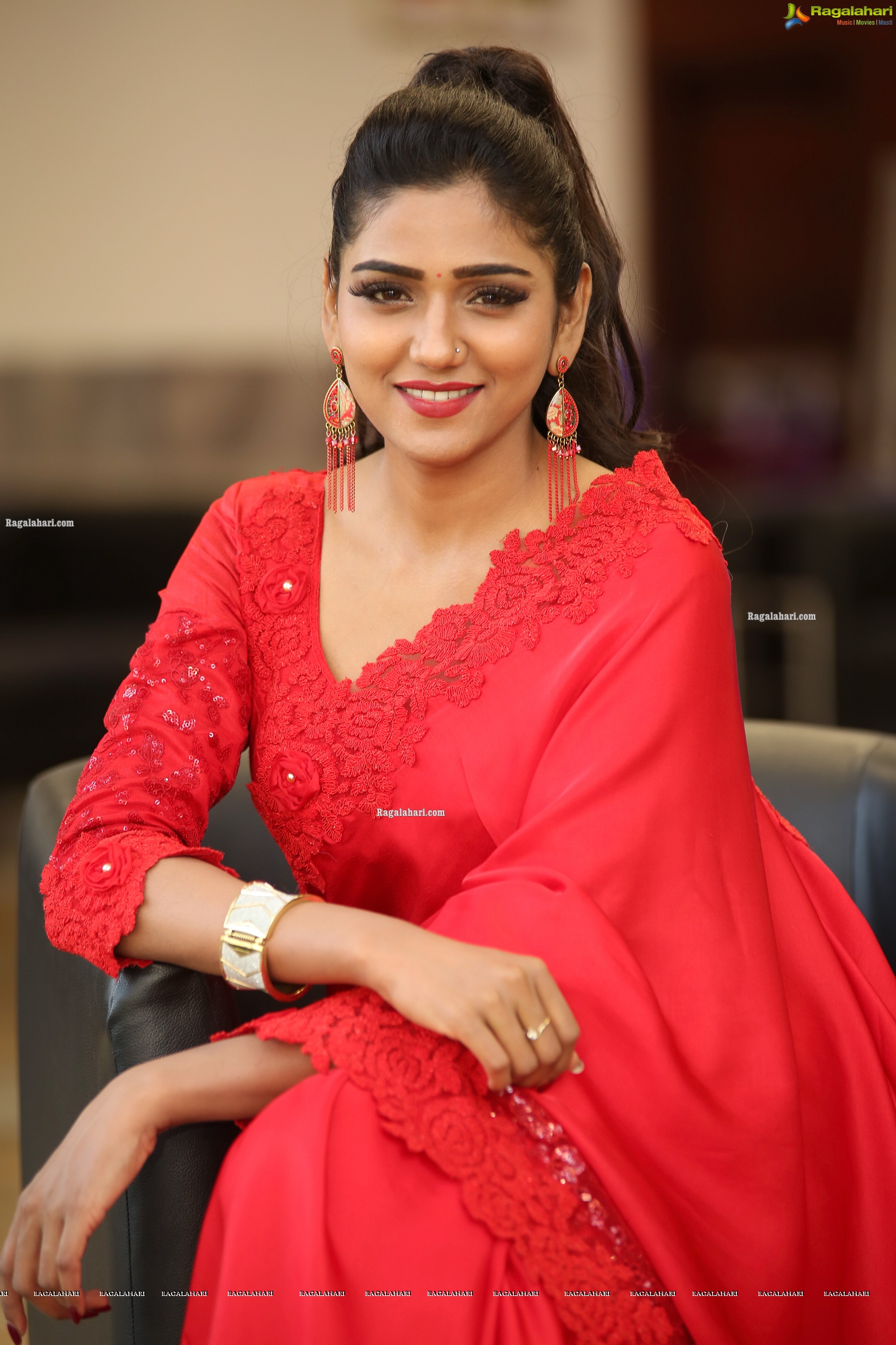 Shalu Chourasiya in Beautiful Red Saree, HD Photo Gallery