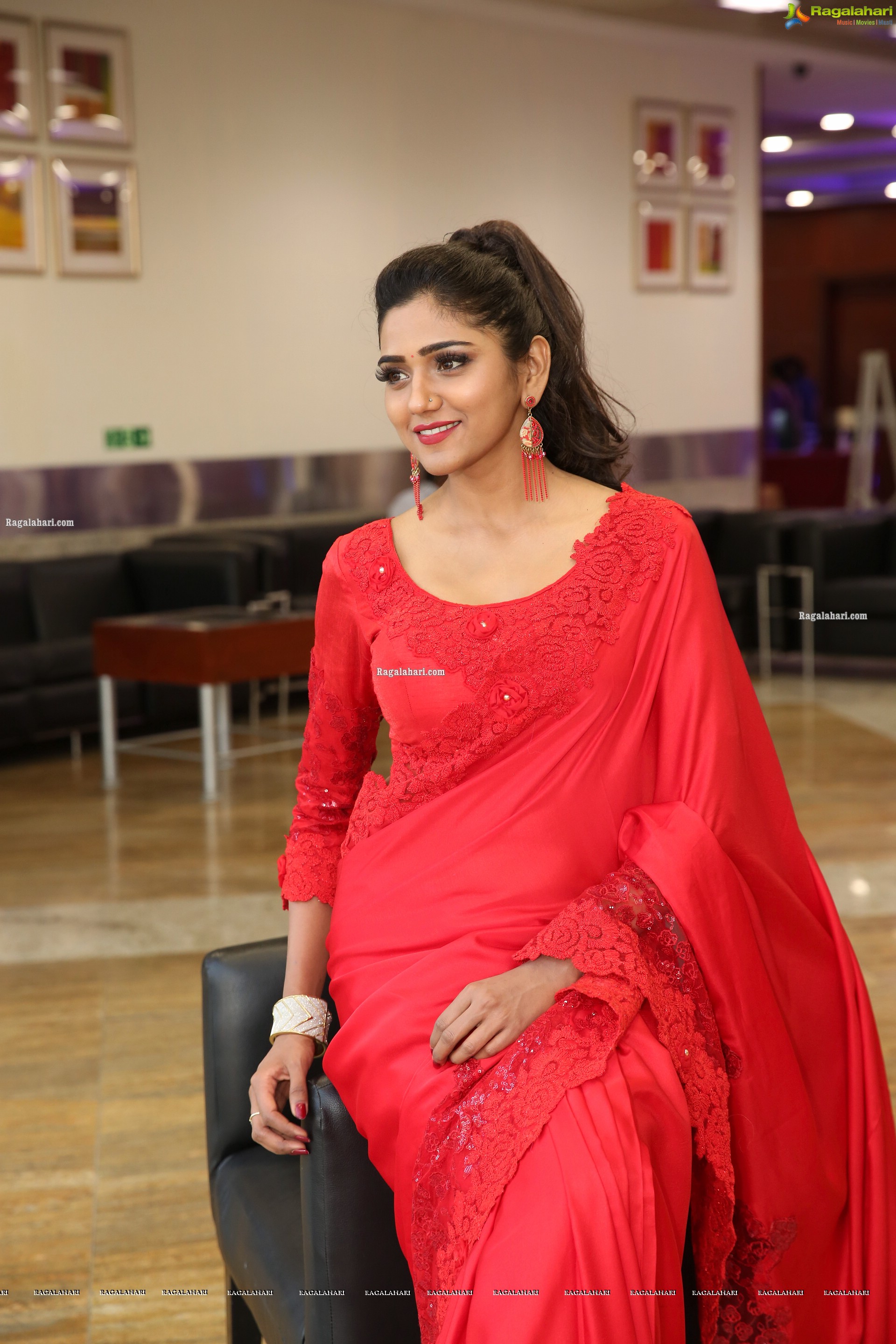 Shalu Chourasiya in Beautiful Red Saree, HD Photo Gallery