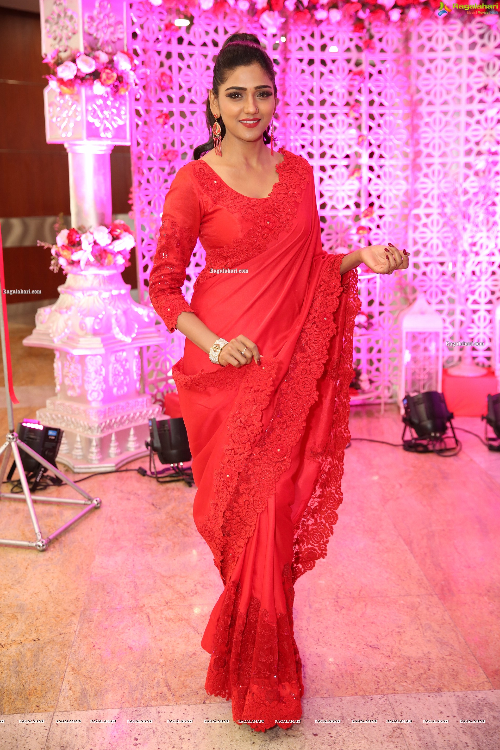 Shalu Chourasiya in Beautiful Red Saree, HD Photo Gallery