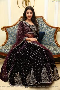 Shobhita Rana in Maroon Velvet Embroidered Lehenga Choli