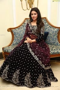Shobhita Rana in Maroon Velvet Embroidered Lehenga Choli
